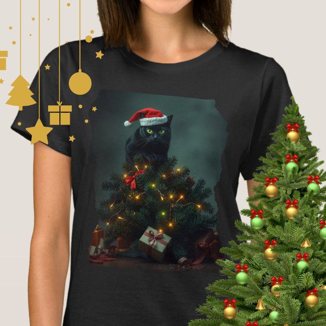 Cat-astrophe Christmas Holiday Chaos Funny Cat  T Shirt (Skapare uppladdad)