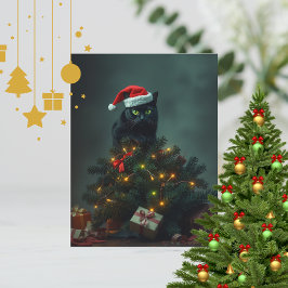 Cat-astrophe Christmas Holiday Chaos Funny Cat Vykort