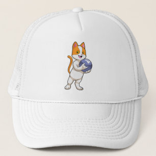 Cat at Bowling med Bowling ball Keps