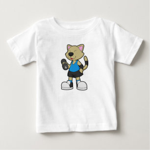 Cat at Fitness med Dumbbell T Shirt