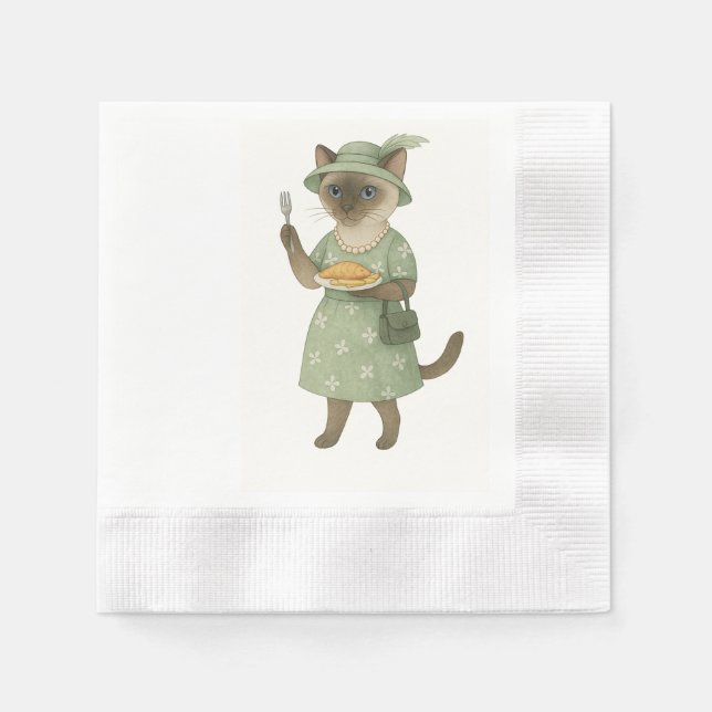 Cat äter Fish and Chip i London England Pappersservett (Framsidan)