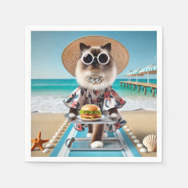 Cat äter Hamburger Pappersservett