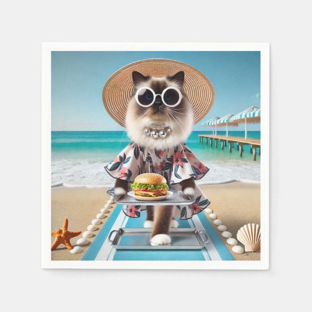 Cat äter Hamburger Pappersservett (Framsidan)