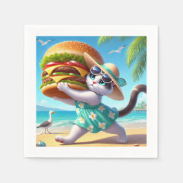 Cat äter Hamburger Pappersservett