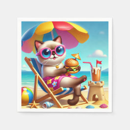 Cat äter Hamburger Pappersservett