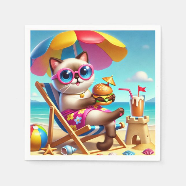 Cat äter Hamburger Pappersservett (Framsidan)