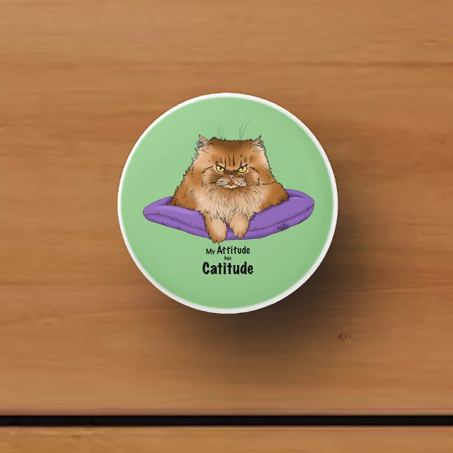 Cat Attitude Funny Knopp (Skapare uppladdad)
