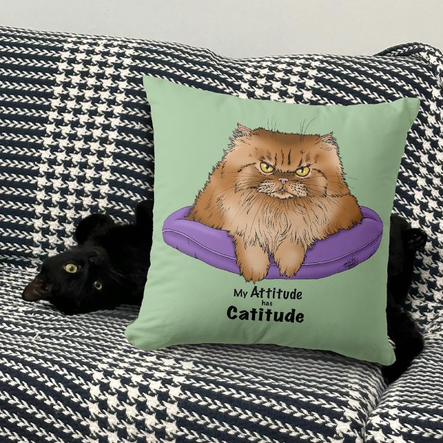 Cat Attitude Funny Kudde (Skapare uppladdad)