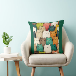 Cat av akut Tecknad i Vibrant Färg Kudde
