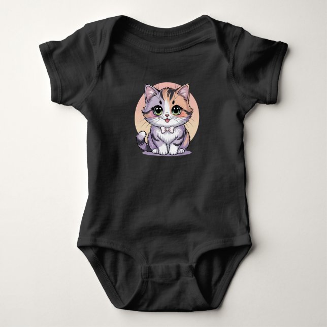  Cat Baby Bodysuit Cute Kitten Green Eyes Infant T Shirt (Framsida)