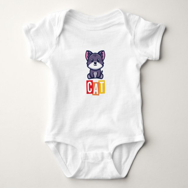Cat Baby Jersey Bodykostym T Shirt (Framsida)