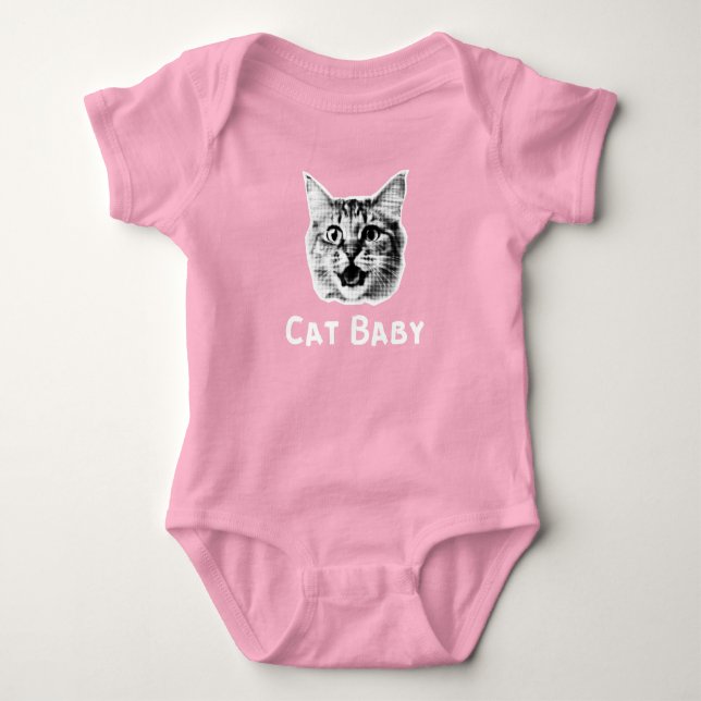Cat Baby Retro T Shirt (Framsida)