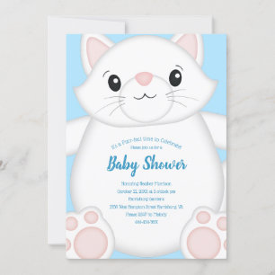 Cat Baby Shower Kattunge Blue Boy Inbjudningar