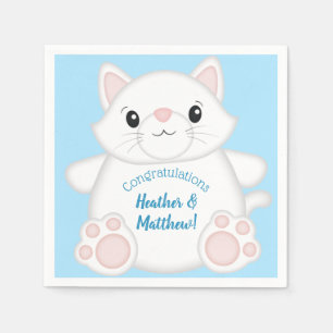 Cat Baby Shower Kattunge Blue Pappersservett