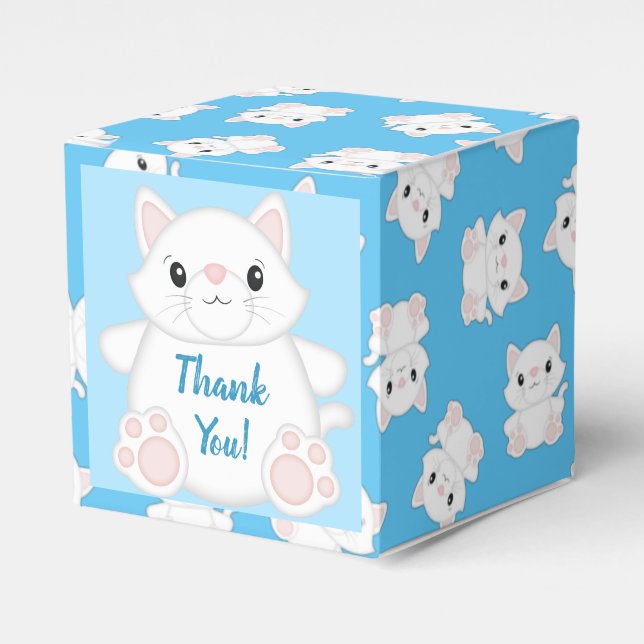 Cat Baby Shower Kattunge Blue Presentaskar (Framsidan Sidan)