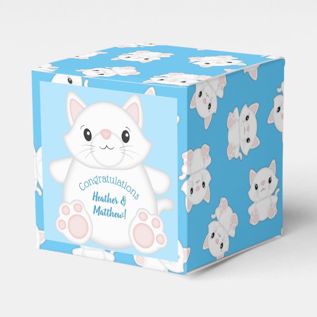 Cat Baby Shower Kattunge Blue Presentaskar (Framsidan Sidan)