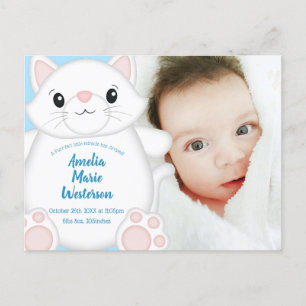 Cat Baby Shower Kattunge Blue Vykort