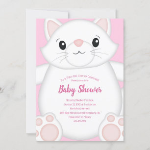 Cat Baby Shower Kattunge Rosa Inbjudningar