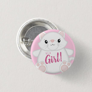 Cat Baby Shower Kattunge Rosa Knapp