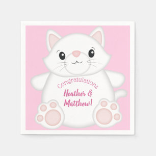 Cat Baby Shower Kattunge Rosa Pappersservett