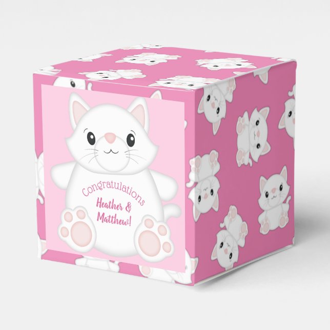Cat Baby Shower Kattunge Rosa Presentaskar (Framsidan Sidan)
