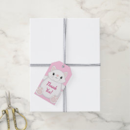 Cat Baby Shower Kattunge Rosa Presentetikett