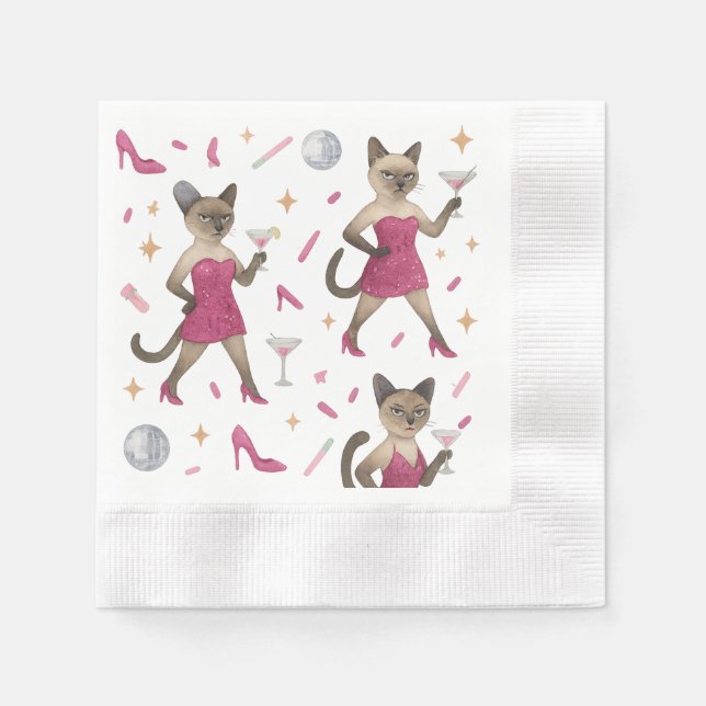 Cat Bachelorette Part Girl Girl Dam cat älskare Pappersservett (Framsidan)