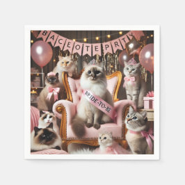 Cat Bachelorette Party in Rosa Tema Pappersservett