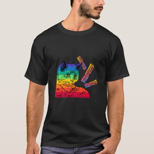 Cat Bacon Rainbow Cat Bacon T Shirt (Framsida)