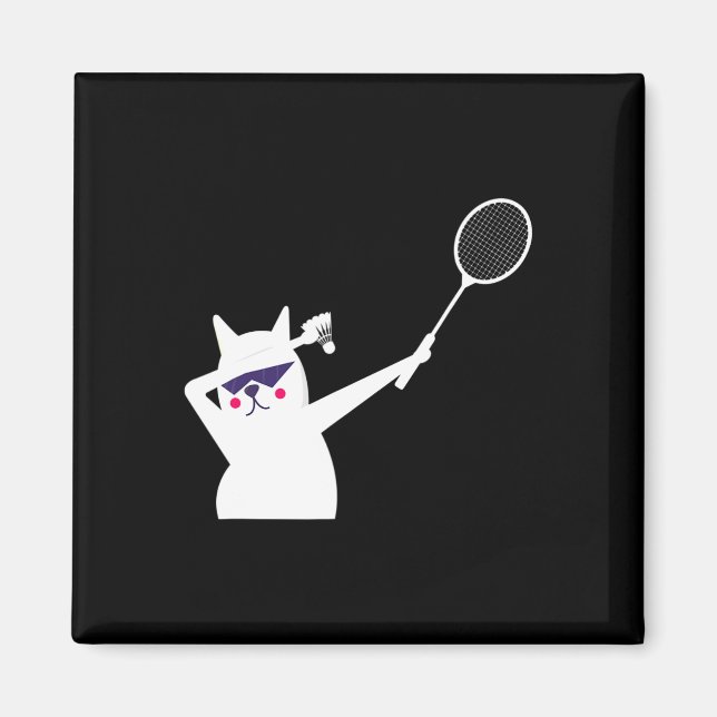 Cat Badminton Shuttle För manar Women Kids Magnet (Framsidan)