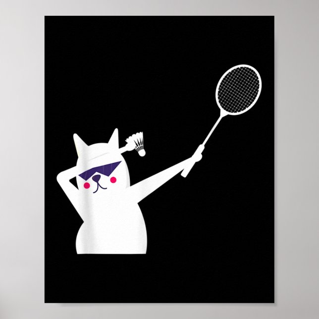 Cat Badminton Shuttle För manar Women Kids Poster (Framsidan)