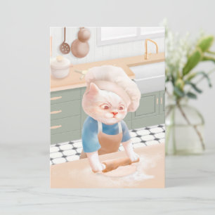 Cat Baker Baby - Mysigt morgon Kneading Julkort