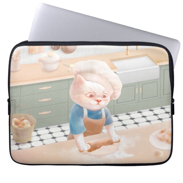 Cat Baker Baby - Mysigt morgon Kneading Laptop Fodral (Framsidan)