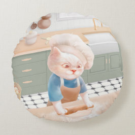 Cat Baker Baby - Mysigt morgon Kneading Rund Kudde