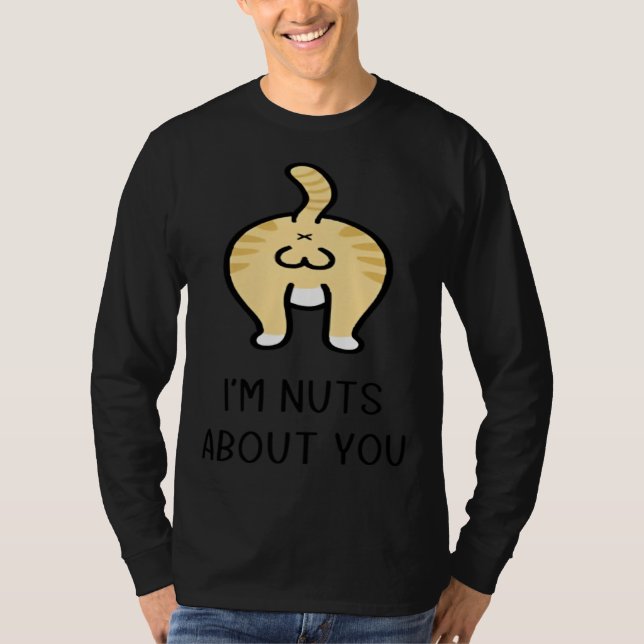 Cat Ball I m Nut About You Happy Valentine Anniver T Shirt (Framsida)