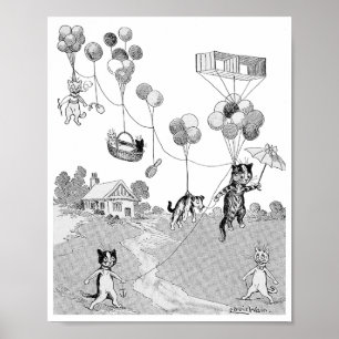 Cat Balloon Resa, Louis Wain Poster