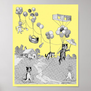 Cat Balloon Resa, Louis Wain Poster