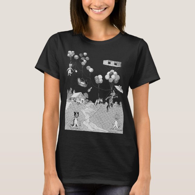 Cat Balloon Resa, Louis Wain T Shirt (Framsida)