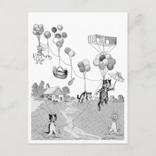 Cat Balloon Resa, Louis Wain Vykort