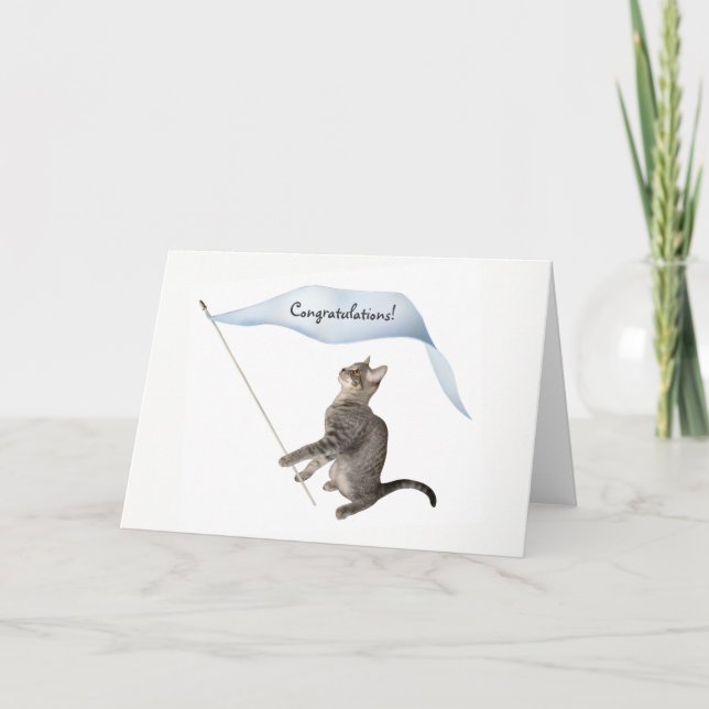 Cat Banner Congratulations Card Kort (Framsida)