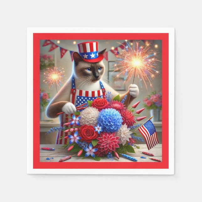 CAT Barbecue Party 4 juli Independence day Pappersservett (Framsidan)