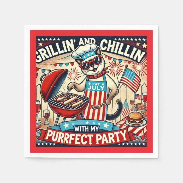 CAT Barbecue Party 4 juli Independence day Pappersservett (Framsidan)