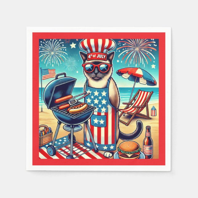 CAT Barbecue Party 4 juli Independence day Pappersservett (Framsidan)