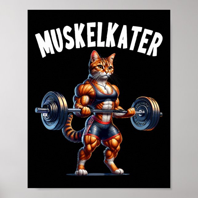Cat Barbell Design For Bodybuilders Bodybuilding  Poster (Framsidan)