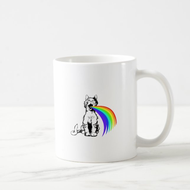Cat Barfing Rainbow Kaffemugg (Höger)