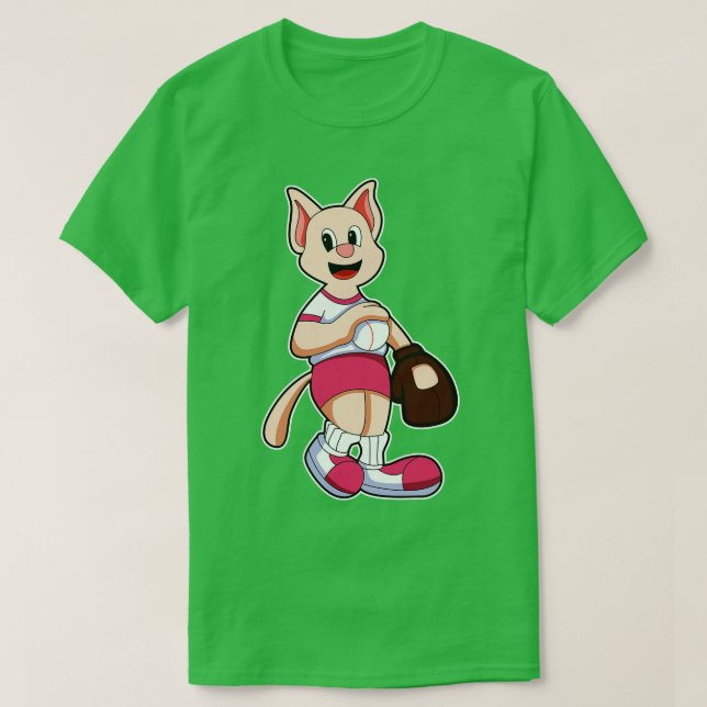 Cat Baseball Baseball-handske T Shirt (Design framsida)