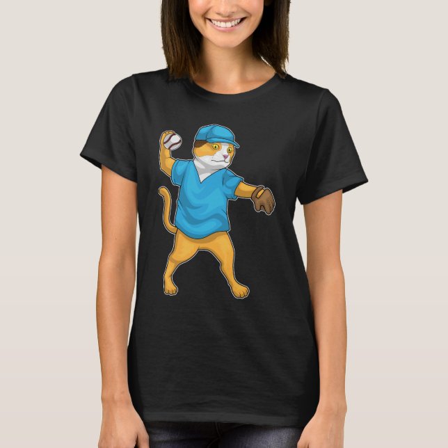 Cat Baseball T Shirt (Framsida)