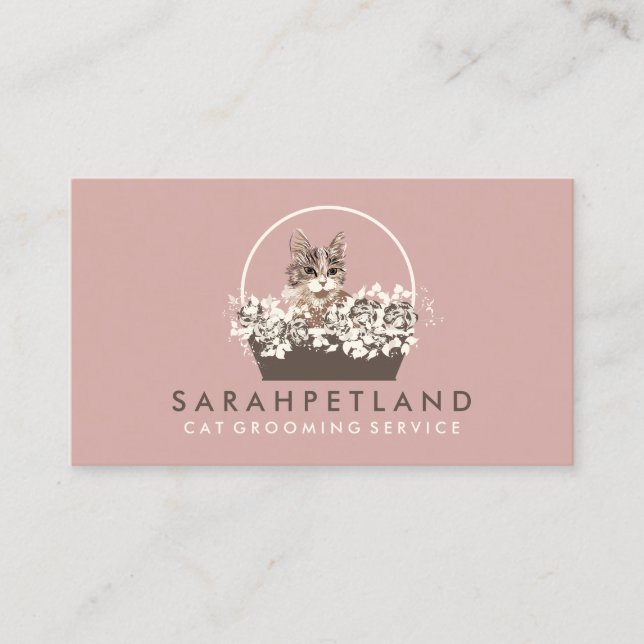 Cat Basket Boho Chic Visitkort (Framsida)