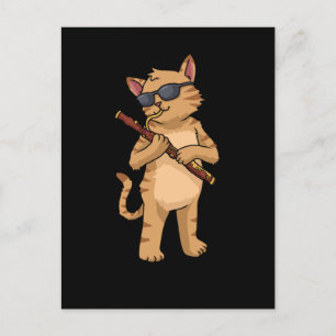 Cat Bassoonist Gift Manar Jazz Music Cat BasSnart Vykort