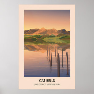 Cat Bells Lake District Resemålning Poster